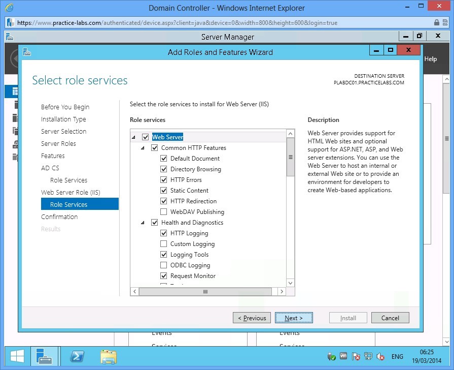 Practice Labs screenshot.